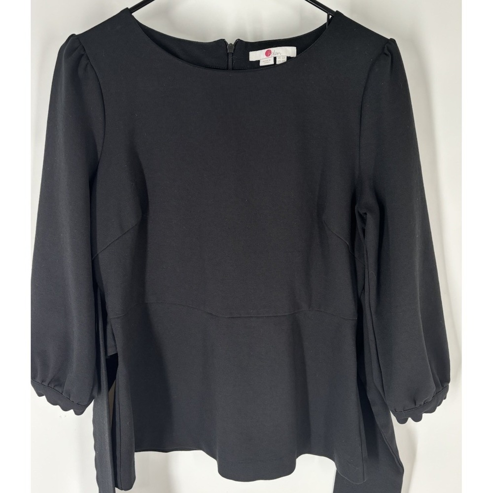 Boden Womens Peplum Puff Sleeve Top Size 12 Tie Waist Minimalist Office Siren - Picture 2 of 11